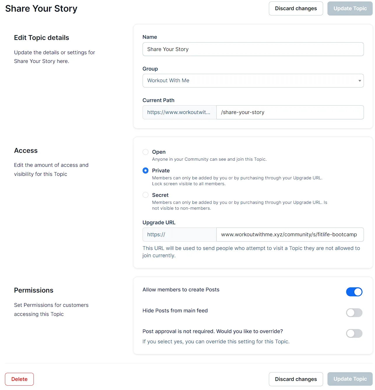 Topic Settings