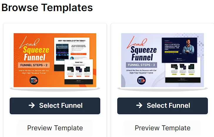 Funnel templates