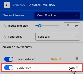 Toggle Apple Pay