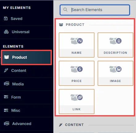 Advanced Products Elements