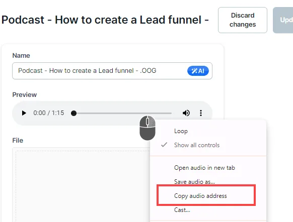 Copy Audio URL