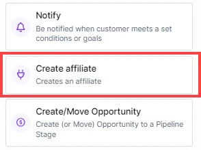 Create Affiliate Step
