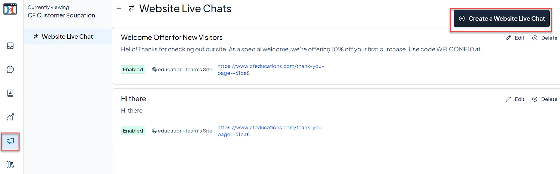image showing how to Create a Website Live Chat in MessagHub