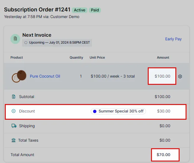 Order Summary with Discount