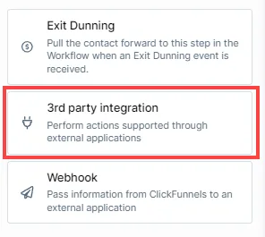 3rd Party Integration Step