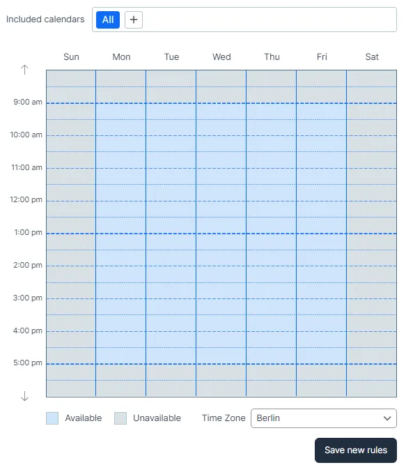 Edit Schedule Availability
