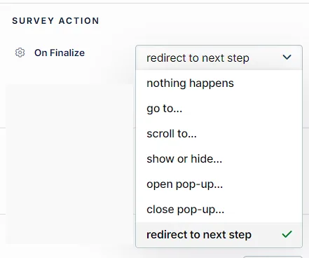 Image showing the On Finalize options.